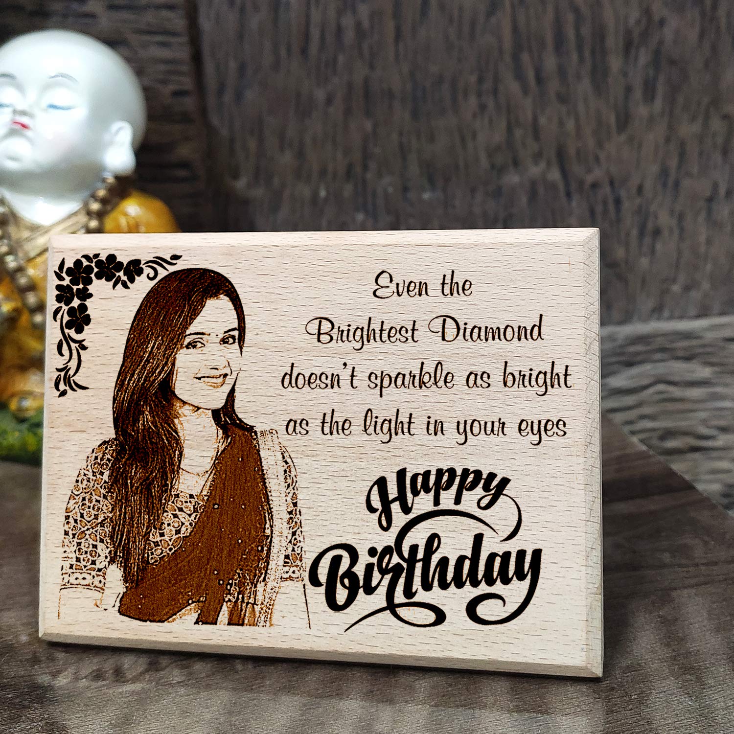 Incredible Gifts India Personalized Wooden Happy Birthday Frame For Girlfriend (10 X 8 Inch) Rectangular, Wall Mount